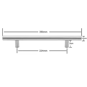 Kitchen Cupboard T-Bar Brushed Steel Furniture Cabinet Handles 224mm (Pack of 1)