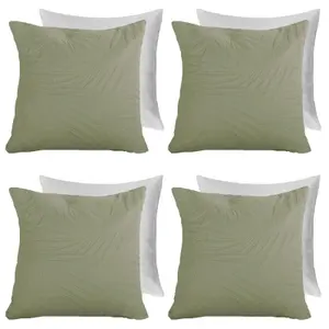 OHS 4 Pack Leaf Pinsonic Filled Cushion Covers, Sage - 45 x 45cm