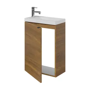 GoodHome Imandra Walnut effect Single Wall-mounted Bathroom Cloakroom unit (H) 550mm (W) 440mm