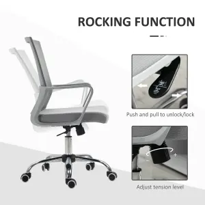 Vinsetto Mesh Office Chair Desk Chair w/ Swivel Seat Adjustable Height Grey