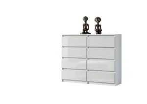 Chest of 8 Drawers Sideboard TV unit cabinet storage White Gloss Fronts