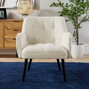 Home Source Teddy Fur Armchair Cream