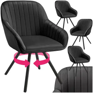 Swivel armchair Snug - 360 rotation, velvet fabric, padded seat, continuous back - black