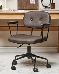 Desk Chair Faux Leather Dark Brown ALGERITA