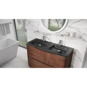 Stanhope 1200mm Double Bathroom Vanity with Integrated Glass Basin Grey