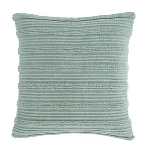 Tufted Stripes Cotton Cushion Cover Striped Square Throw Pillow Cover Green