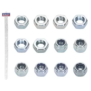 Sealey Clip Strip Deal - Mixed Nuts Set 100 Pieces Steel Nuts Locknuts 12 Cips