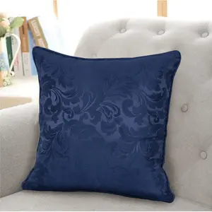 Algonac Damask Square Throw Cushion Navy