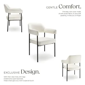 armchair Doé, upholstered, steel legs - Woven fabric off-white/black