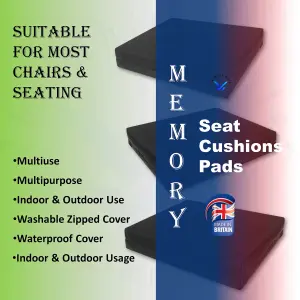 Single Chair Memory Foam Cushion Pad - Wheelchair, Garden Seat, Home, Office, Car Seat, Floor Seating - 4 inches Thick