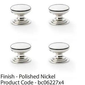 4 PACK - Stepped Round Door Knob Polished Nickel 38mm Classic Kitchen Cabinet Pull Handle