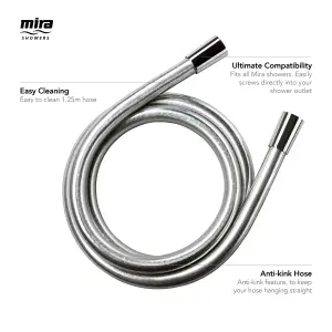 Mira Matt Chrome effect Metal & plastic Shower hose, (L)1.25m