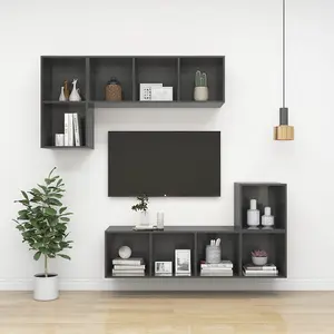 Berkfield Wall-mounted TV Cabinet High Gloss Grey 37x37x72 cm Engineered Wood