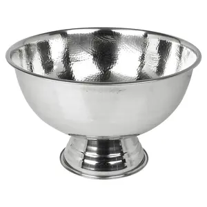 URBNLIVING 40cm Width Large Stainless Steel Champagne Wine Beverage Ice Cooler Party Hammered Bowl On Foot