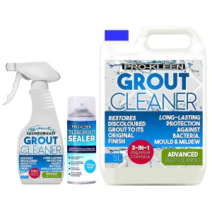 Pro-Kleen Grout Cleaner 5L & 750ml and Tile & Grout Sealer 400ml - Cleans, Protects & Seals