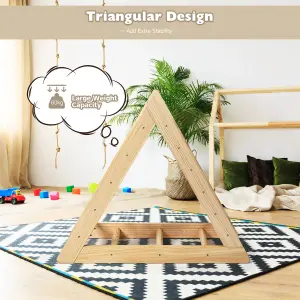 Costway Wooden Climbing Triangle Ladder Triangle Indoor Climber for Toddlers