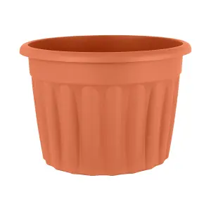 Wham 3x Vista Terracotta Plastic Planter, Round Garden Plant Pot, Extra Large Floor Pot (60cm, 69L, Pack of 3)