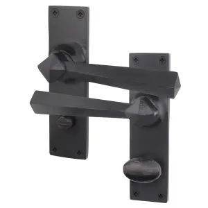 AFIT Black Iron Bathroom Door Handles - 1 Pair of Black Antique Internal Handles - Tudor Range