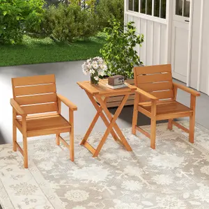 Costway 50cm Backyard Folding Square Dining Table Outdoor Hardwood Bistro Table