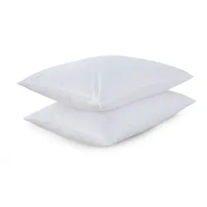 Pair of Pillow Protectors Zipped 100% Cotton Pillow Cover Anti-Allergenic White Pillow Protectors