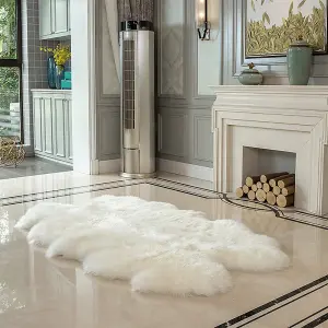 White Irregular Super Soft Shaggy Longhair Area Rug Kids Room Decor Chair Sofa Cover Seat Pad 110 x 180 cm