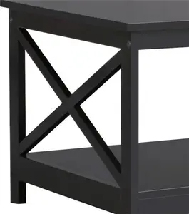 2-Tier Coffee Table With Storage Shelf Yaheetech Colour: Black