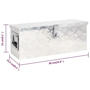 Berkfield Storage Box Silver 60x23.5x23 cm Aluminium