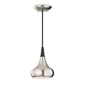 Elstead Beso 1 Light Dome Ceiling Pendant Brushed Steel, E27