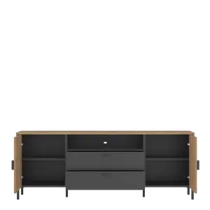 Arundel TV Cabinet 2 Door 2 Drawer 173cm Wide in Oak/Grey