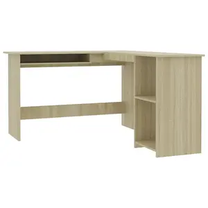 Berkfield L-Shaped Corner Desk Sonoma Oak 120x140x75 cm Engineered Wood