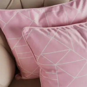 2 Pack Geo Matte Velvet Cushion Covers, Blush - 45 x 45cm