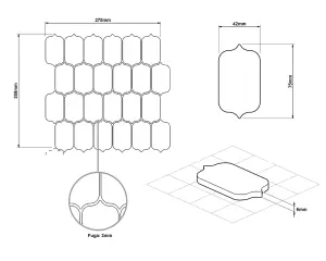 Mosaic sheet in ceramic on net 275mm x 258mm - White lantern