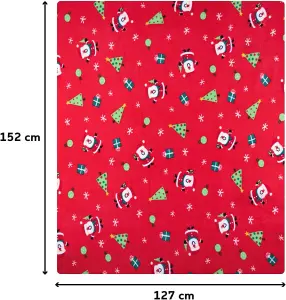 Celebright Christmas Fleece Throw - Large 50 x 60 Inch - Fluffy Microfiber Blanket - Santa Red Pattern