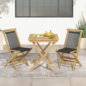 Costway Set of 2 Patio Folding Chairs Portable Garden Solid Teak Wood Dining Chairs