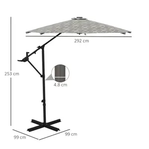 Outsunny 2-in-1 Cantilever Parasol and Market Parasol with Rotation