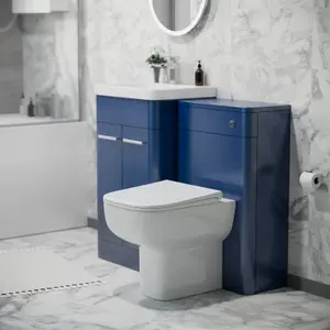 Nes Home 500mm Freestanding Vanity Unit with Basin,Back to Wall Toilet, WC unit Royal Blue