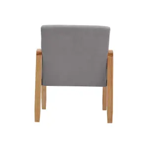 Grey Modern Wooden Frame Buttoned Upholstered Recliner Chair Armchair