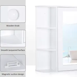 HOMCOM Wall Mounted Bathroom Cabinet w/ Mirror Single Door Storage Shelves