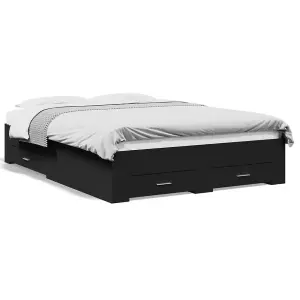 Berkfield Bed Frame with Drawers without Mattress Black 135x190 cm Double