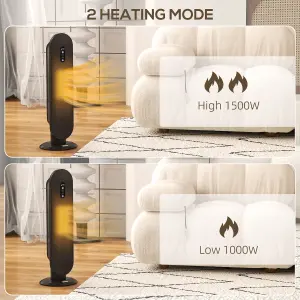 HOMCOM Ceramic Space Heater Tower Heater With 45 Degree Oscillation, Black