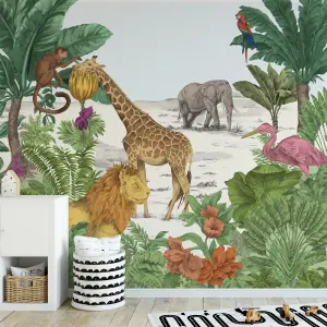 Art for the Home Multicolour Watercolour jungle Matt Mural