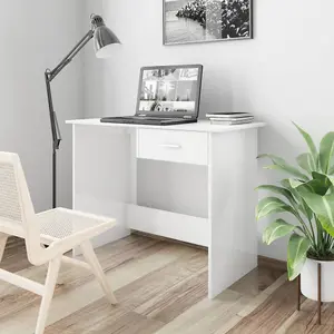 Berkfield Desk High Gloss White 100x50x76 cm Engineered Wood