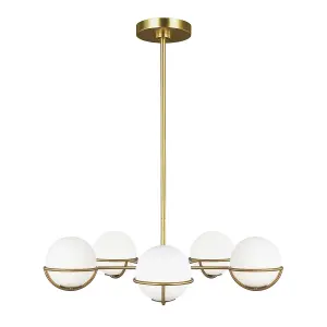 Elstead Apollo 5 Light Globe Pendant, Burnished Brass, G9