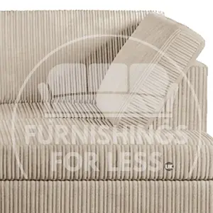 Luxor Cream Jumbo Cord Large 5 Seater Corner Sofa Long Right Hand Facing - Full Back