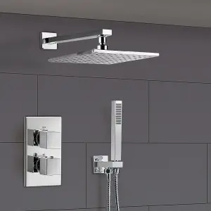 Nes Home 2 Dial 2 Way Square Concealed Thermostatic Mixer Valve Abs Shower Hand Held Kit