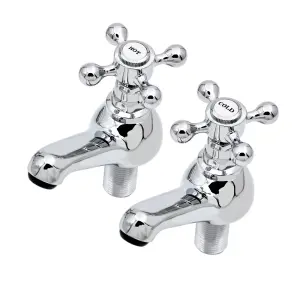 Basin Pillar Taps Victorian Bathroom Sink Taps for Basin Chromed Brass Basin Taps 665