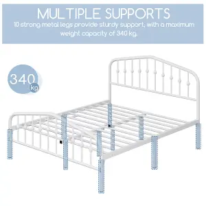 Yaheetech White 5ft King Metal Bed Frame with Arched Headboard and Footboard