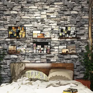 Brick Effect Sticky Back Plastic Paper, Self-Adhesive Wallpaper Roll 5m², Rustic Brick Design Sticker