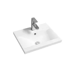 5004 Ceramic 50cm x 40cm Mid-Edge Inset Basin with Dipped Bowl