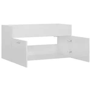 Berkfield Sink Cabinet High Gloss White 90x38.5x46 cm Engineered Wood